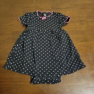 10/$25 NB Dress Black & White Polka Dots, Pink Bow
